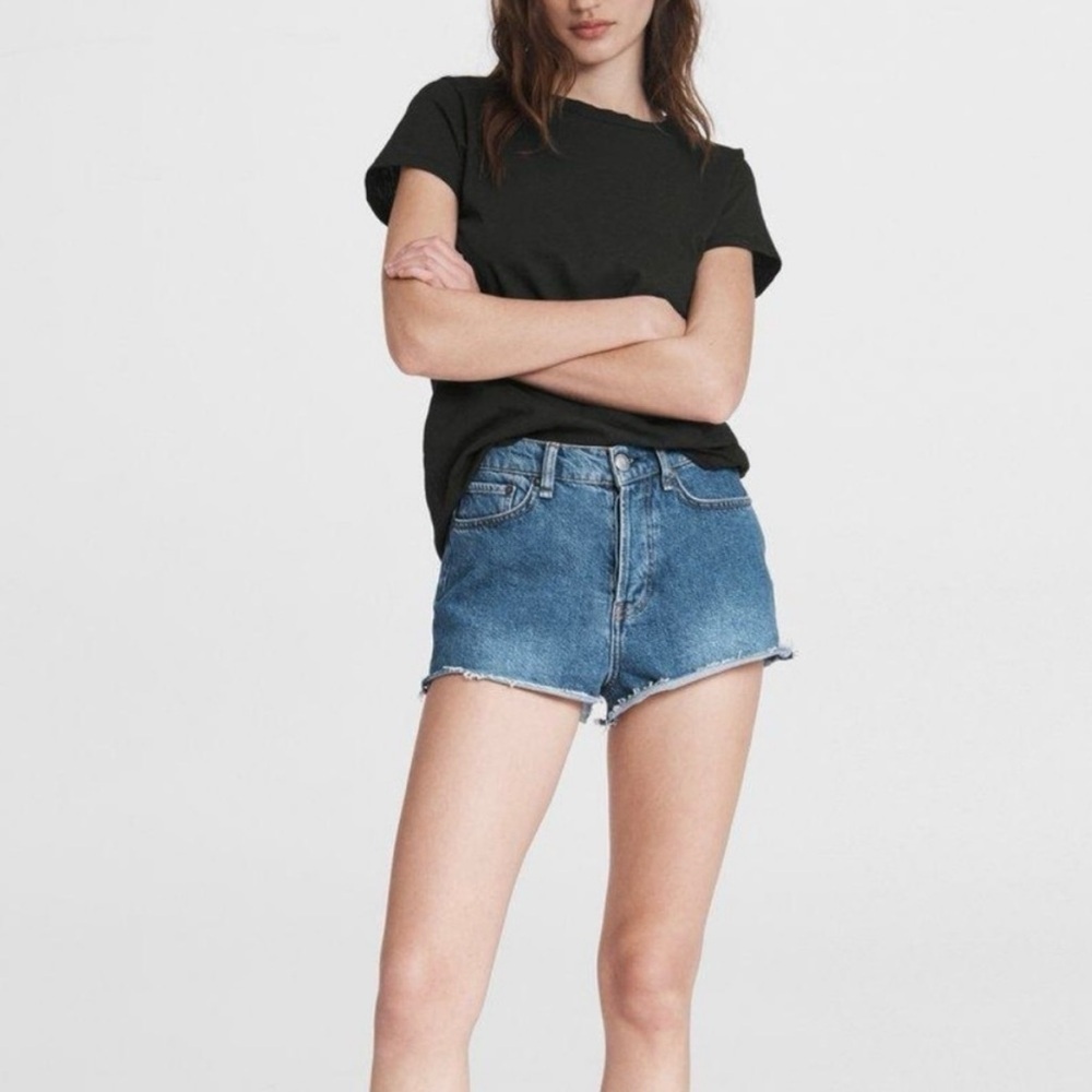 Rag & Bones Maya High Waist Raw Hem Cutoff Denim Hot Shorts Woman’s Sz 31